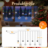 Salcar LED Sterne Lichtervorhang, 2m 160 LEDs, 10 Sterne, 8 Modi, Timer & Memory – Weihnachtsbeleuchtung für Innen & Außen, Warmweiß/Bunt, IP44 Wasserdicht